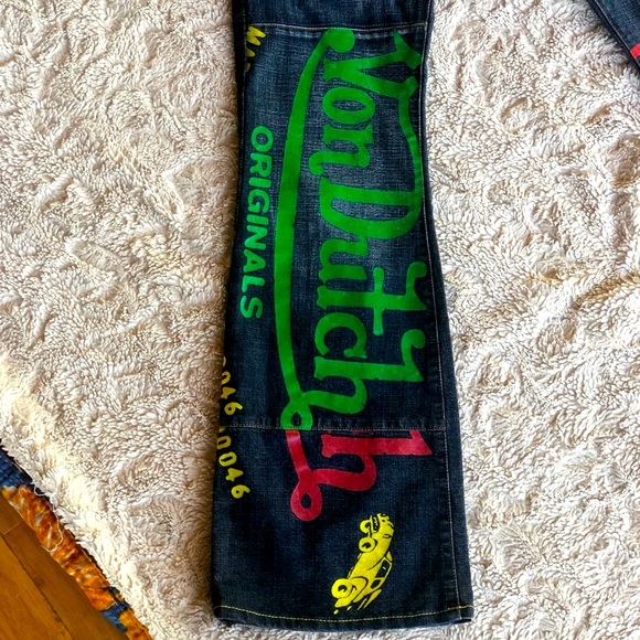 RELIST & SOLD 😃Von Dutch Colored LOGO Jeans Pink Green Motorcyles & Race Cars - Picture 6 of 12
